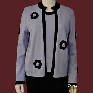 VINTAGE Powder Blue Floral Crochet Sweater Set